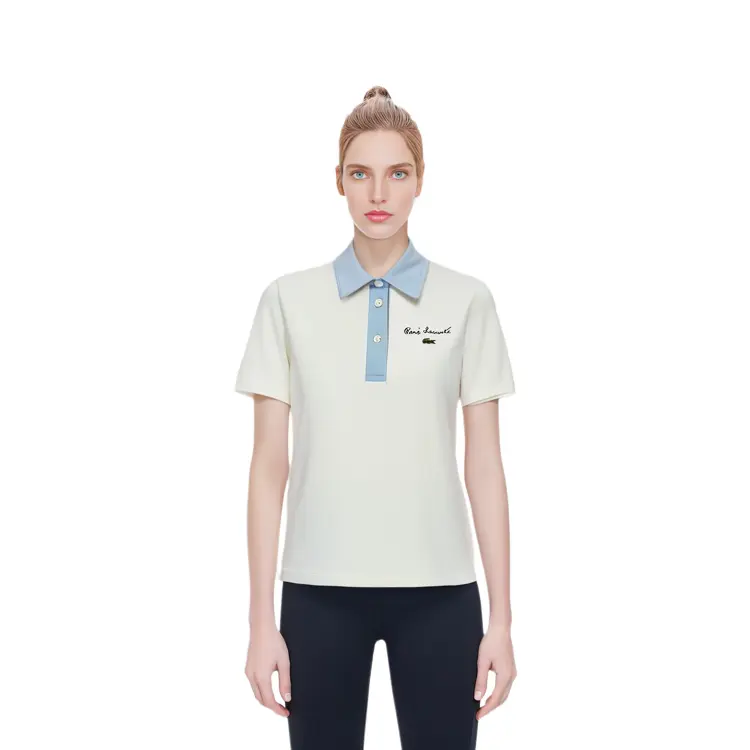 Рубашка-поло LACOSTE Blue with White Lettering — фото 4