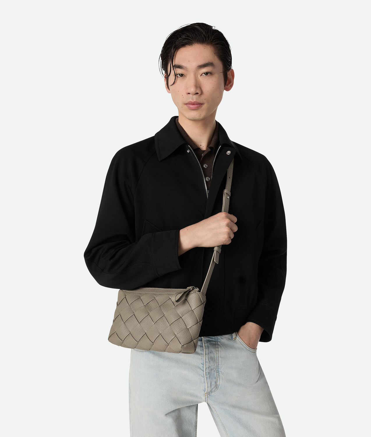 Diago zipped messenger BOTTEGA VENETA, известняк — фото 2