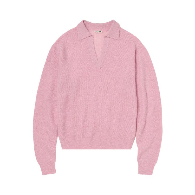 

Поло Auralee Baby Suri Alpaca Sheer Knit Skipper Polo Shirt 'Pink'