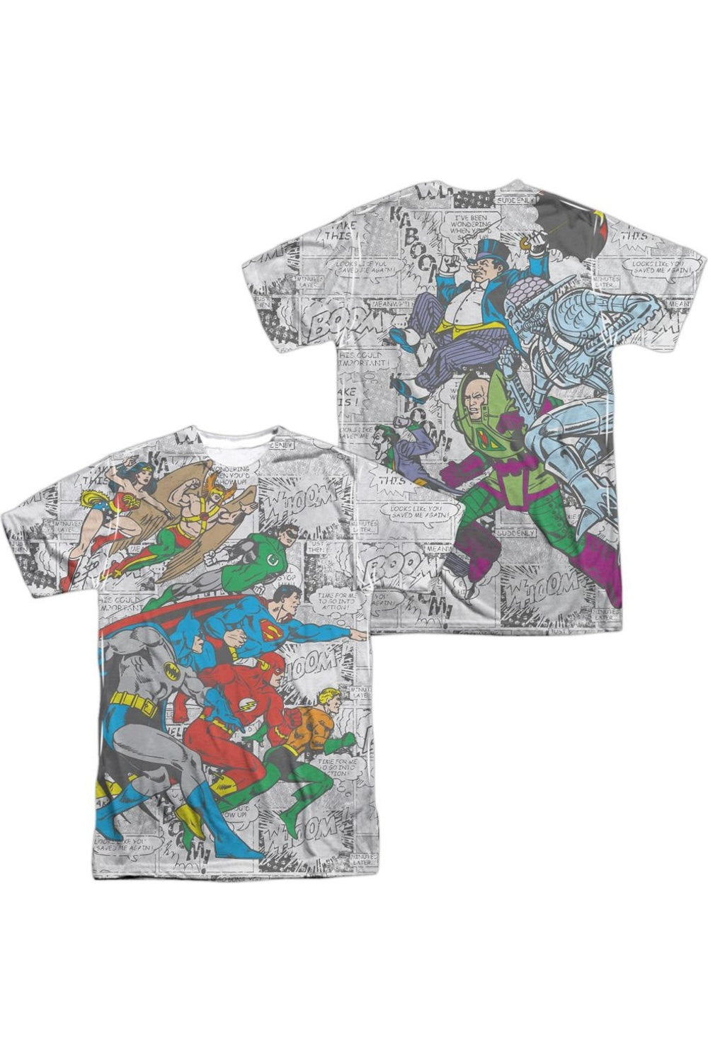 

Футболка с коротким рукавом для взрослых из полиэстера DC Comics Face Off (принт спереди/сзади) Gildan, белый