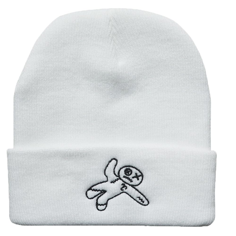 

Вязаная шапка с вышивкой в ​​виде куклы для активного отдыха (белая) sundry goods, White