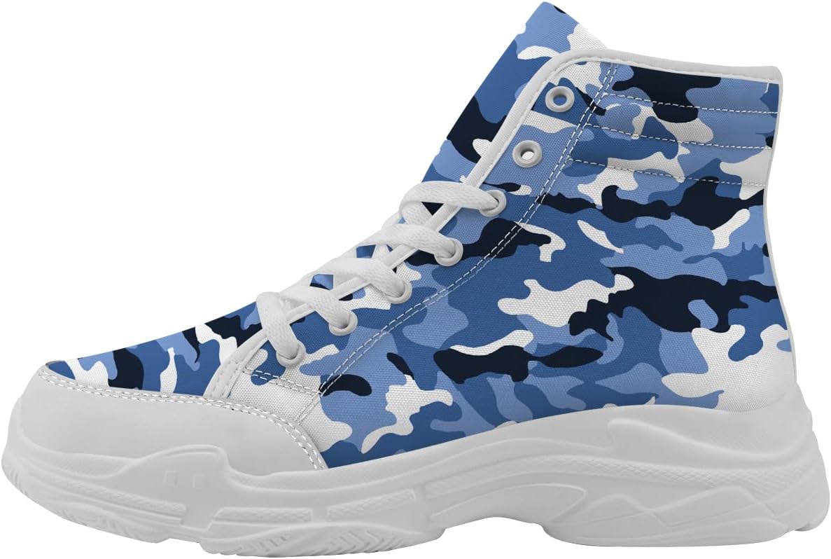 

Кроссовки на высокой платформе с камуфляжным принтом для женщин и мужчин, текстильные на шнуровке, подарок для нее и для него Generic, синий