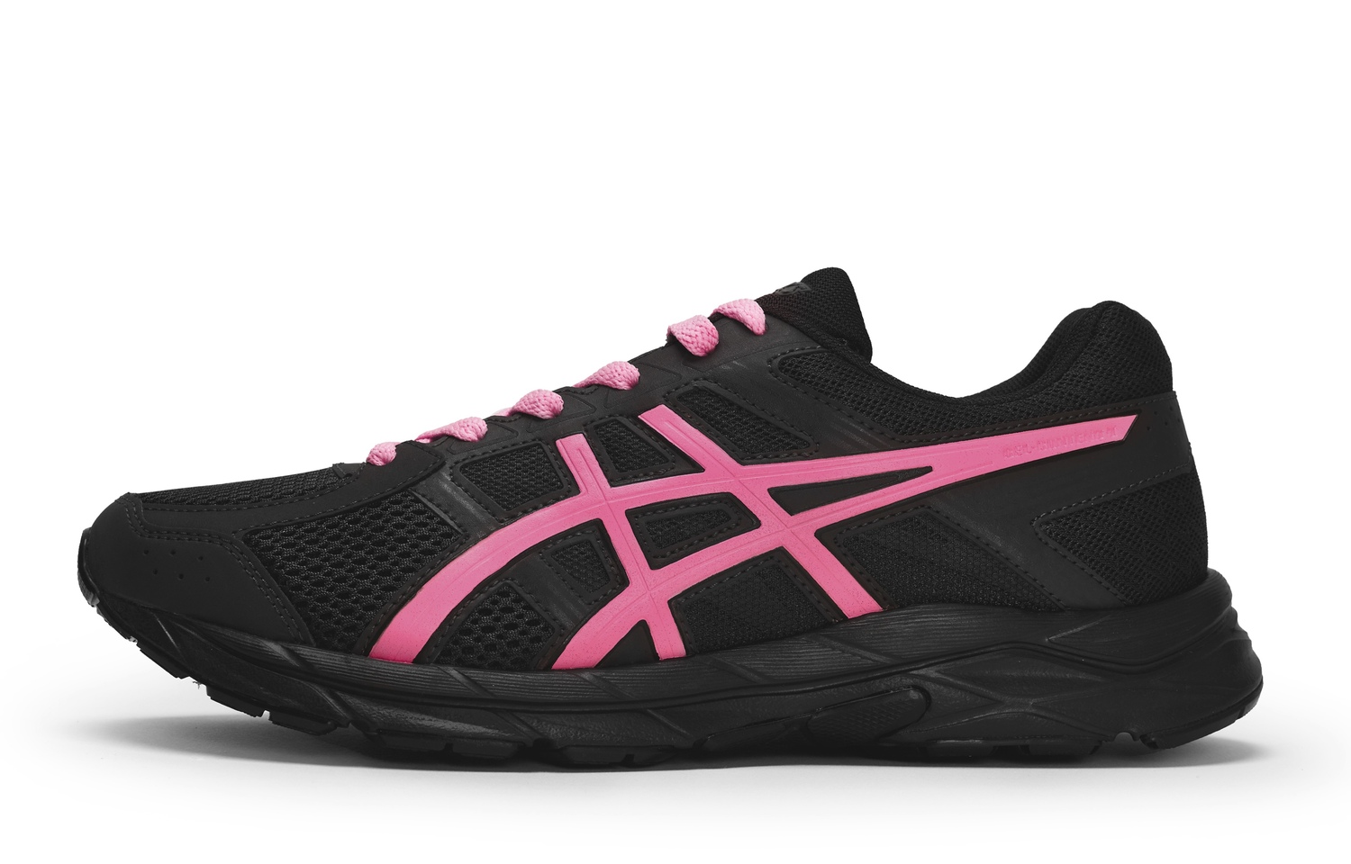 ASICS Женские противоскользящие износостойкие низкие беговые кроссовки Gel Contend 4 черно-розовый фуксия, цвет Black Rose Fuchsia — фото 3