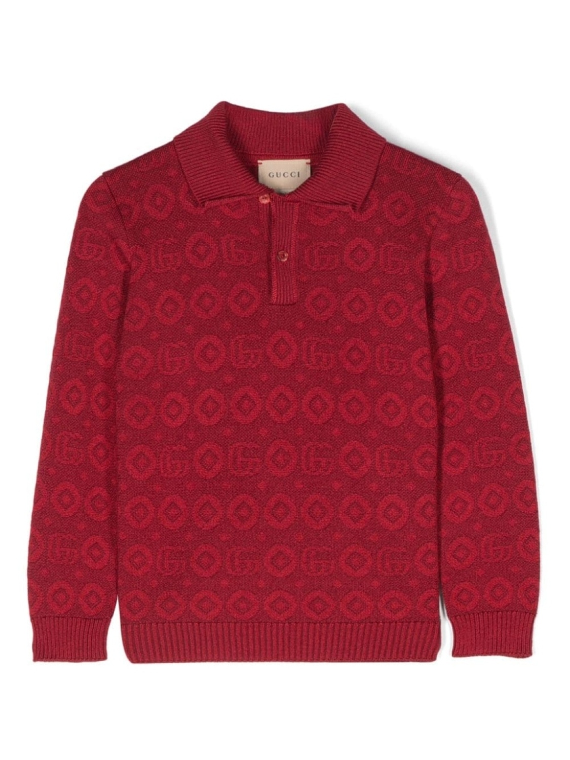 

Gucci Kids свитер с воротником поло и логотипом Double G, красный