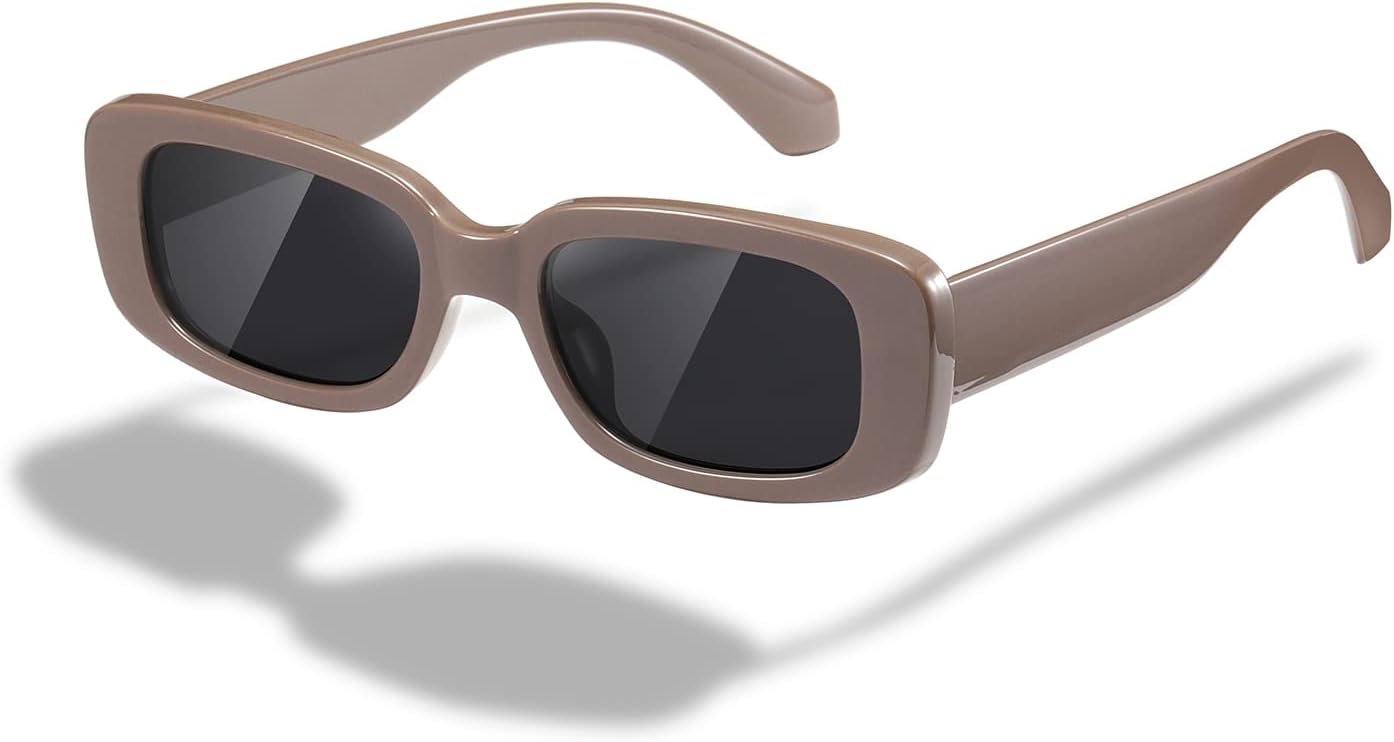 

Солнцезащитные очки Kimorn прямоугольной формы для женщин и мужчин, модные ретро-очки в стиле 90-х, защита от УФ-излучения UV 400, квадратная оправа, K1200, Light Coffee Frame Grey Lens