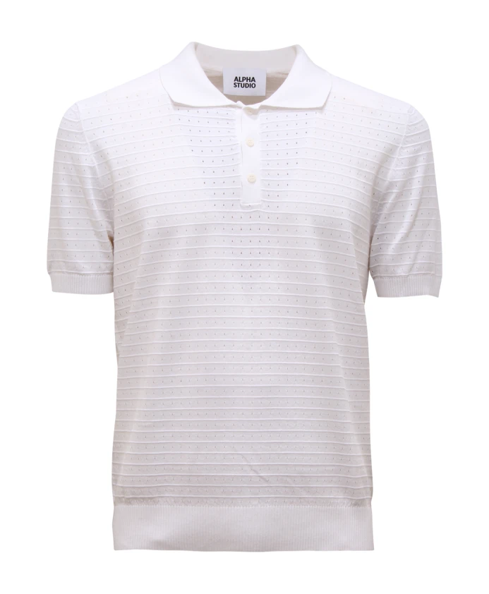 

Перфорированная трикотажная рубашка поло Au-1151B Alpha Studio, белый