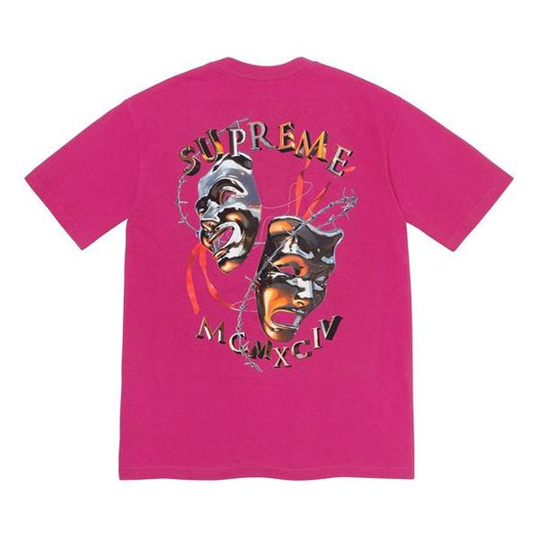 

Футболка ss20 week 1 laugh now tee thorns smiling face printing short sleeve red t-shirt Supreme, красный