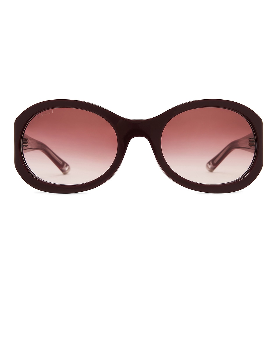 

Овальные солнцезащитные очки из ацетата Gucci, Shiny Solid Burgundy