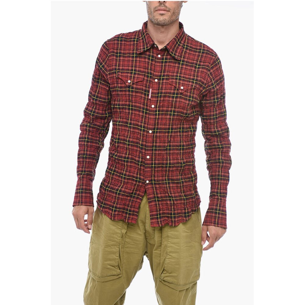 

Рубашка в клетку с эффектом помятости Dsquared2, Red