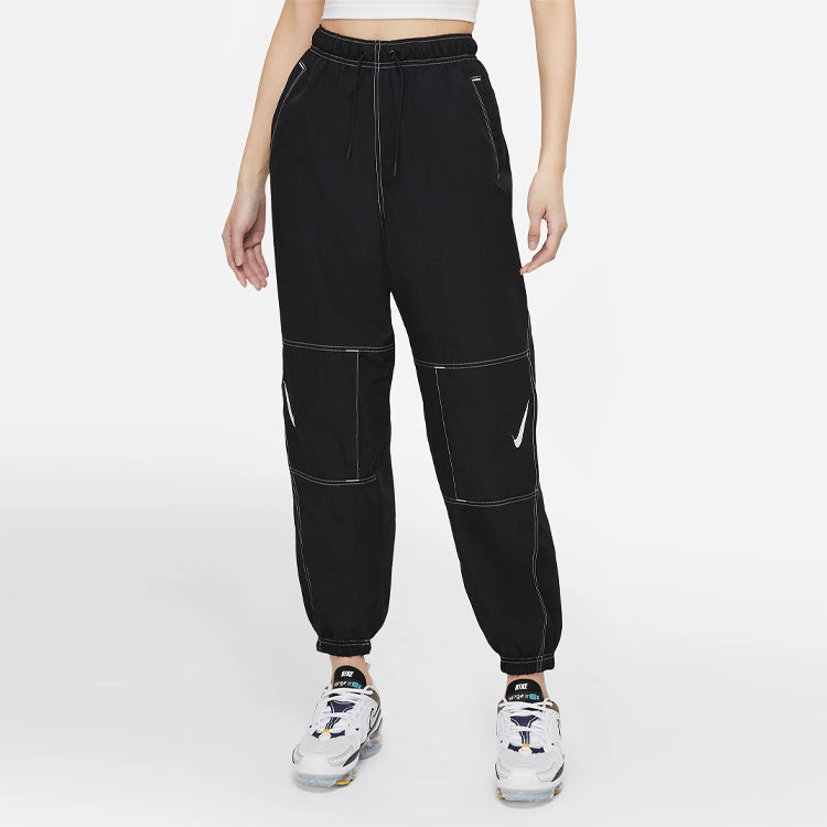 Спортивные брюки (WMNS) Nike Nsw Rpl Swsh Gx Hr Jggr Woven Casual Loose Bundle Feet Sports Pants/Trousers/Joggers Autumn Black DD5573-010 — фото 4