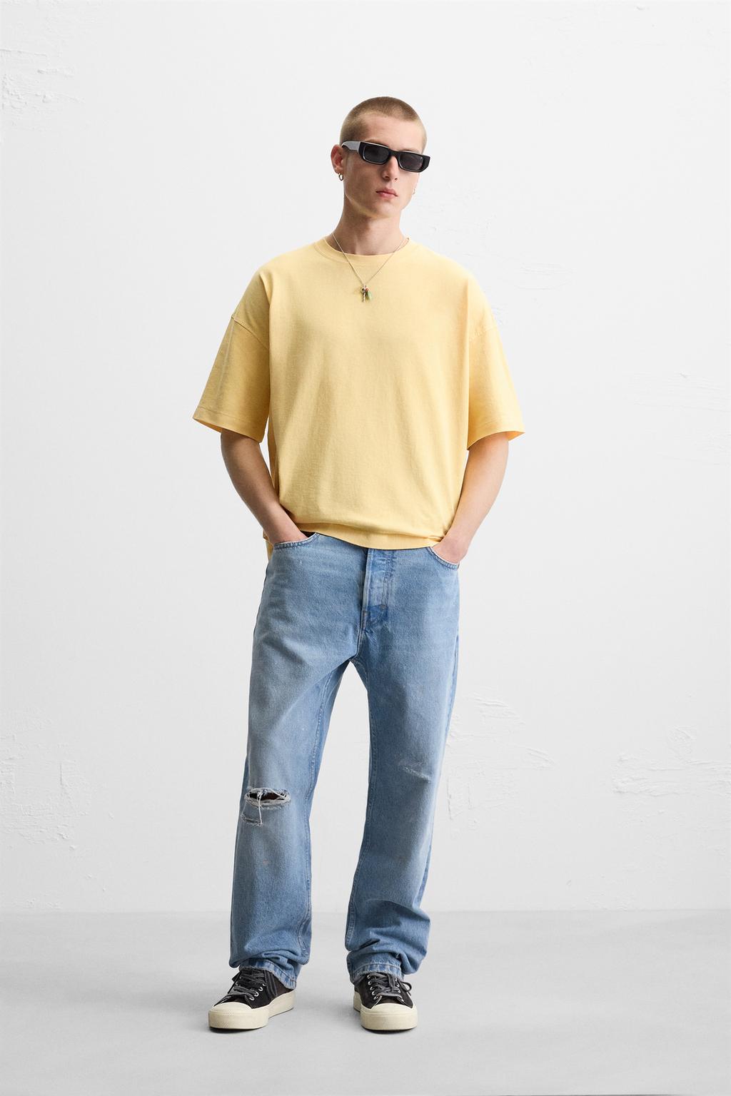 

Базовая футболка свободного кроя ZARA, цвет Mid-yellow