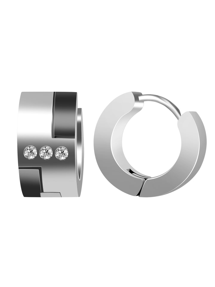 

Adeliás Женские серьги - серьги-кольца на шарнирах из нержавеющей стали со стразами серебристого цвета