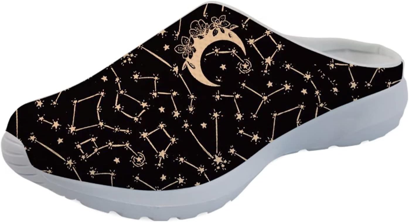 

Кроссовки-сабо Forchrinse Blue Hibiscus для женщин с сетчатой верхней частью, легкие и дышащие, для прогулок, Moon Constellation Star