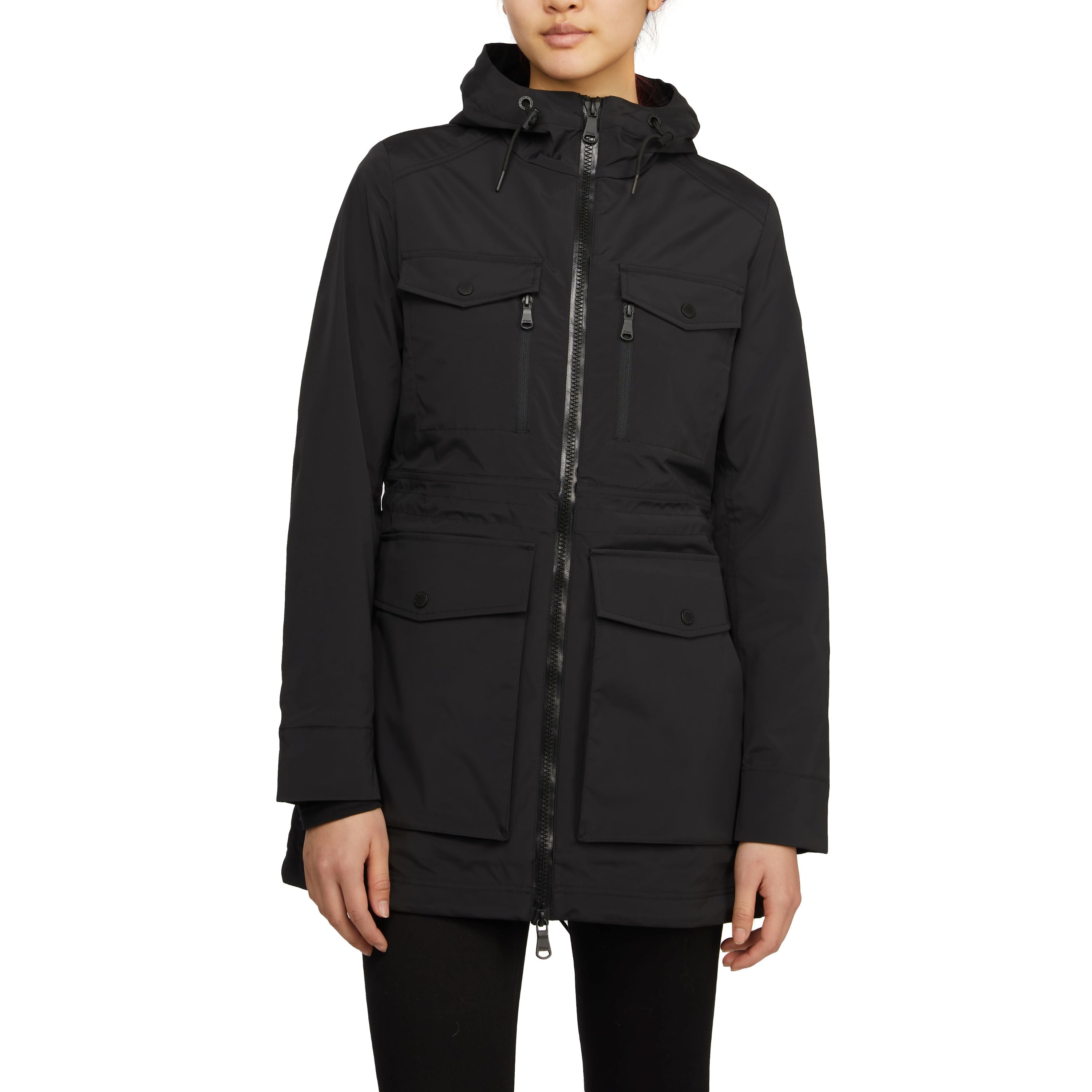 

Женский складной дождевик Pajar Isla Mixed-Media с фиксированным капюшоном, черный