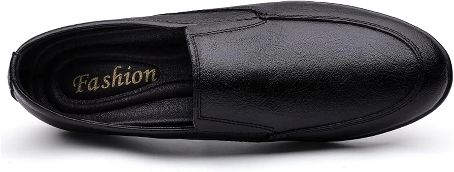 Лоферы кожаные Men's Loafers Simple Lightweight Venetian Loafers Leather Flat Heel Lightweight Anti-Slip Walking Slip On, черный PUGHGAETZF — фото 2