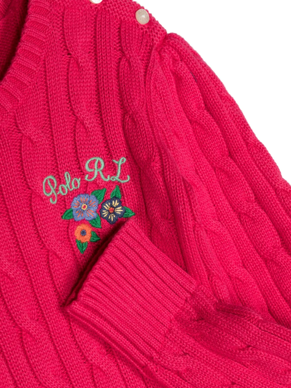 Джемпер фактурной вязки с вышивкой POLO RALPH LAUREN KIDS, розовый — фото 3