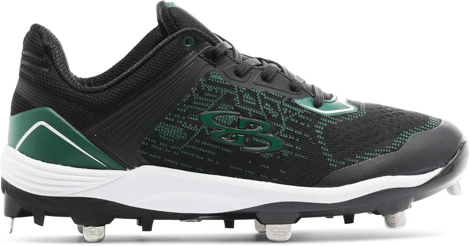 Boombah Viper Pureknit Мужские металлические бутсы - Статус - Разнообразие цветов - Разные размеры, черный/темно-зеленый — фото 4