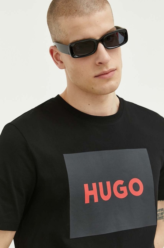 

Хлопковая футболка Hugo, черный