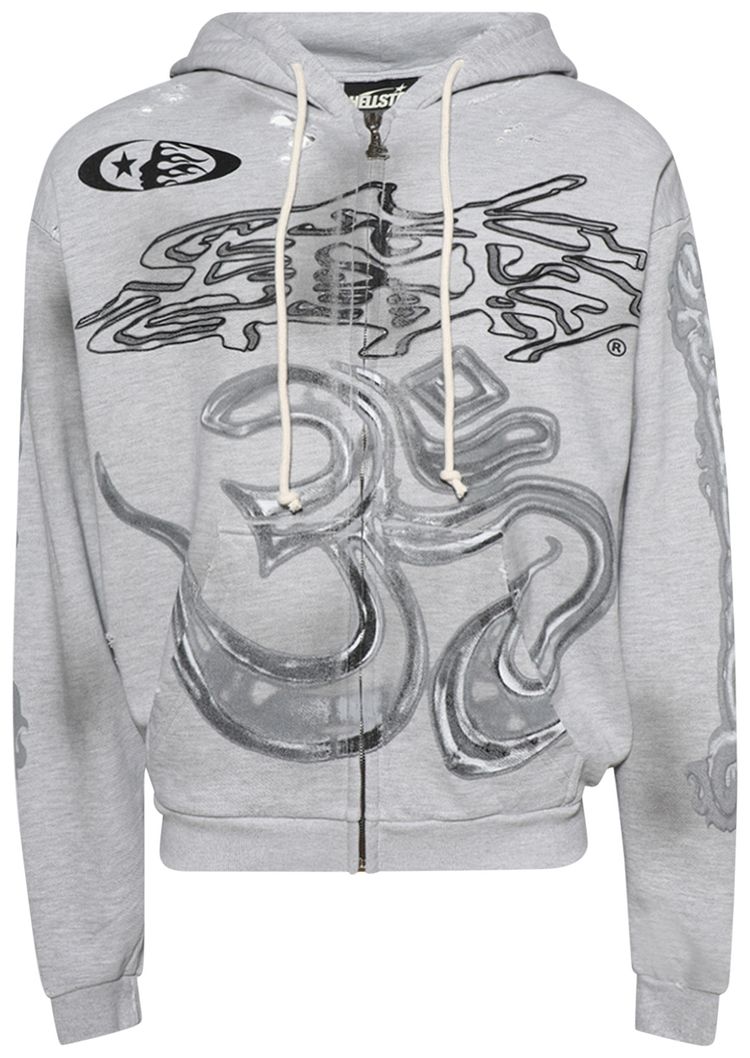 

Худи Hellstar Yoga Zip-Up Hoodie 'Grey', серый