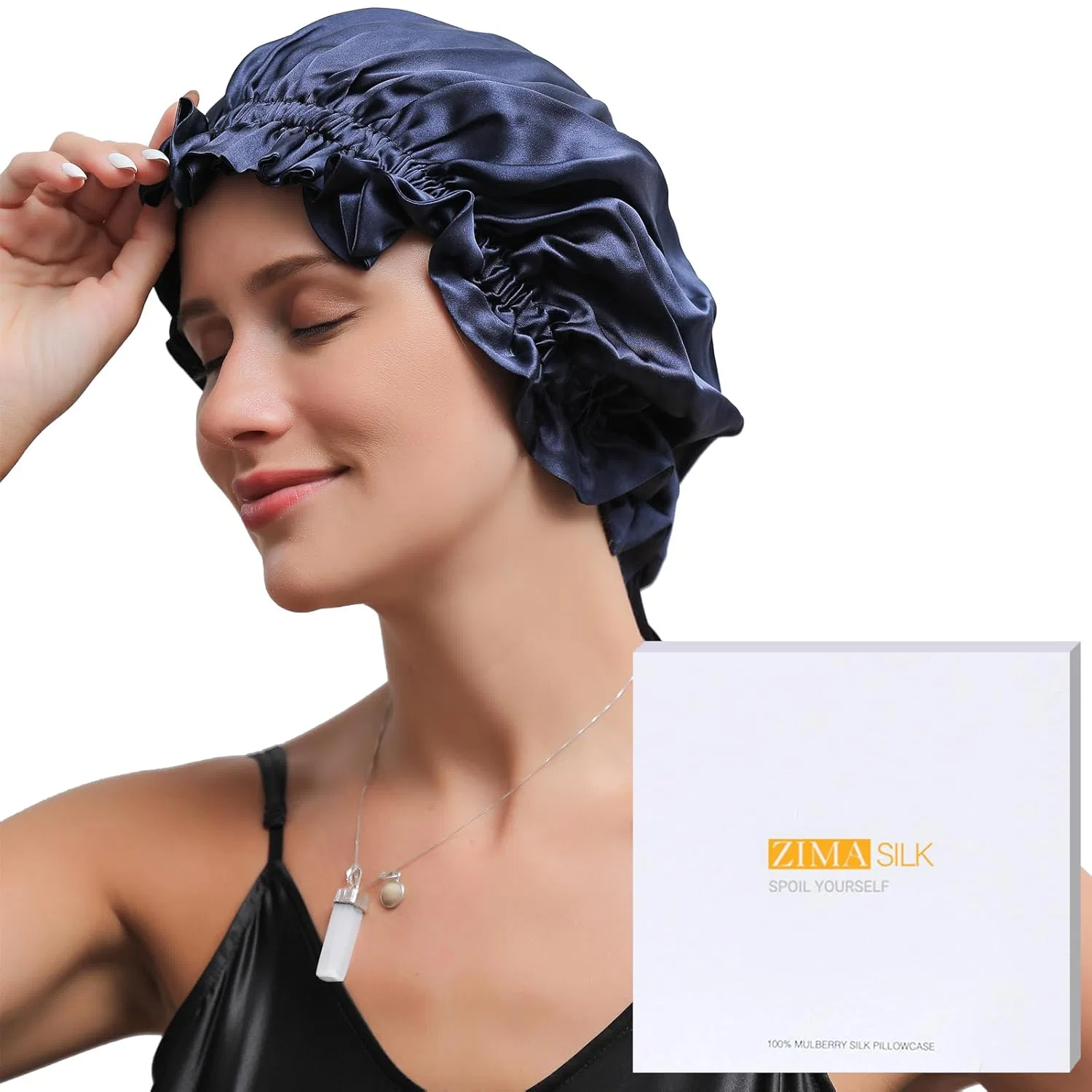 Женская шапочка для сна «100% Mulberry Silk Hat» от ZimaSilk Zimasilk, Navy