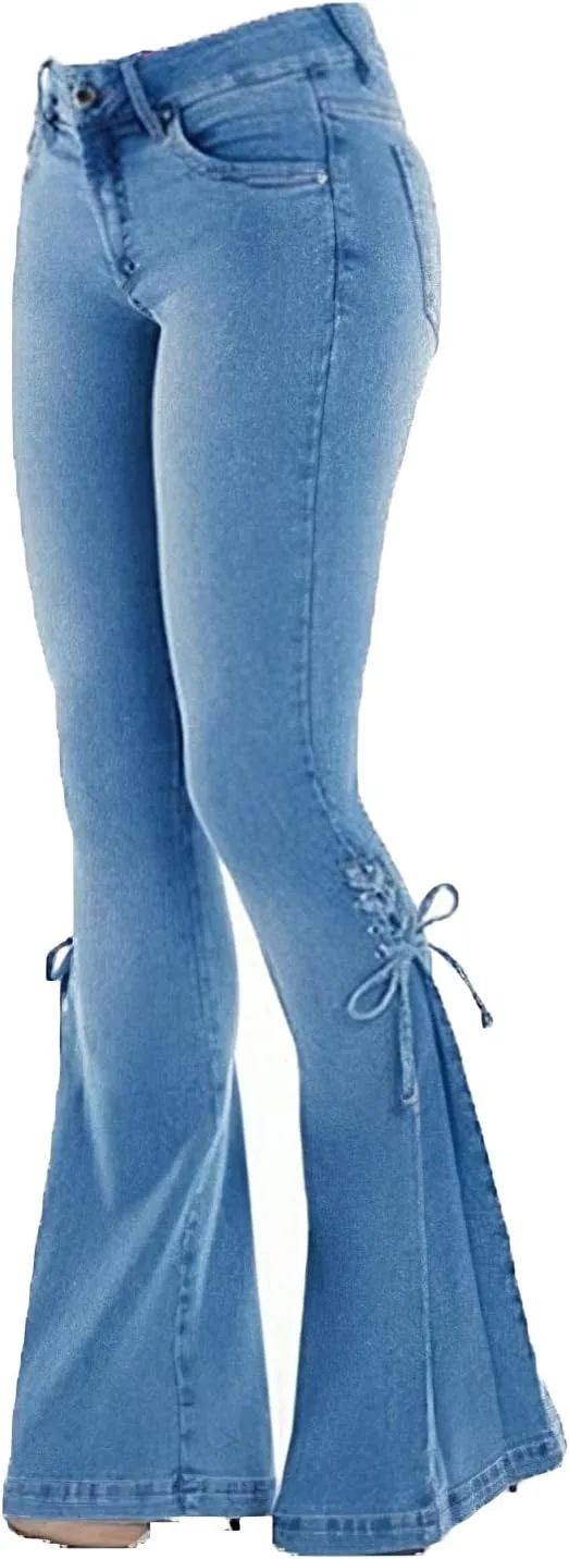 

Женские джинсы Akivide Plus Size с высокой талией и расклешенным низом