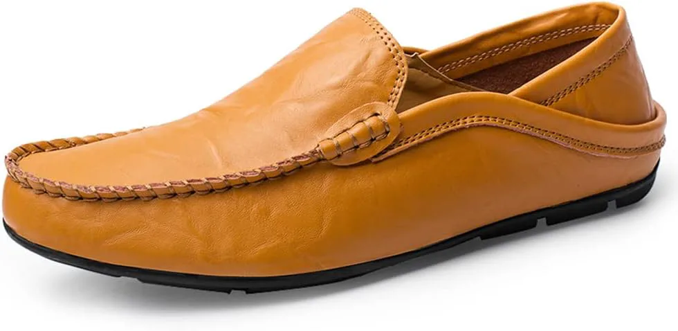

Мужские лоферы Maylrvjv, слипоны, повседневные кожаные туфли, удобные мягкие гибкие обувь для вождения, на плоской подошве, желтый
