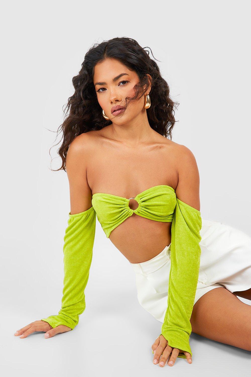 

Топ с металлической отделкой Boohoo, лаймовый