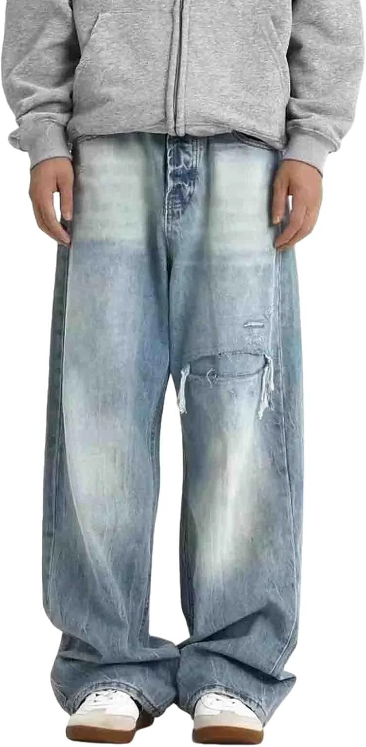 

Мужские джинсы loose hip-hop y2k wide leg ripped Ethbox