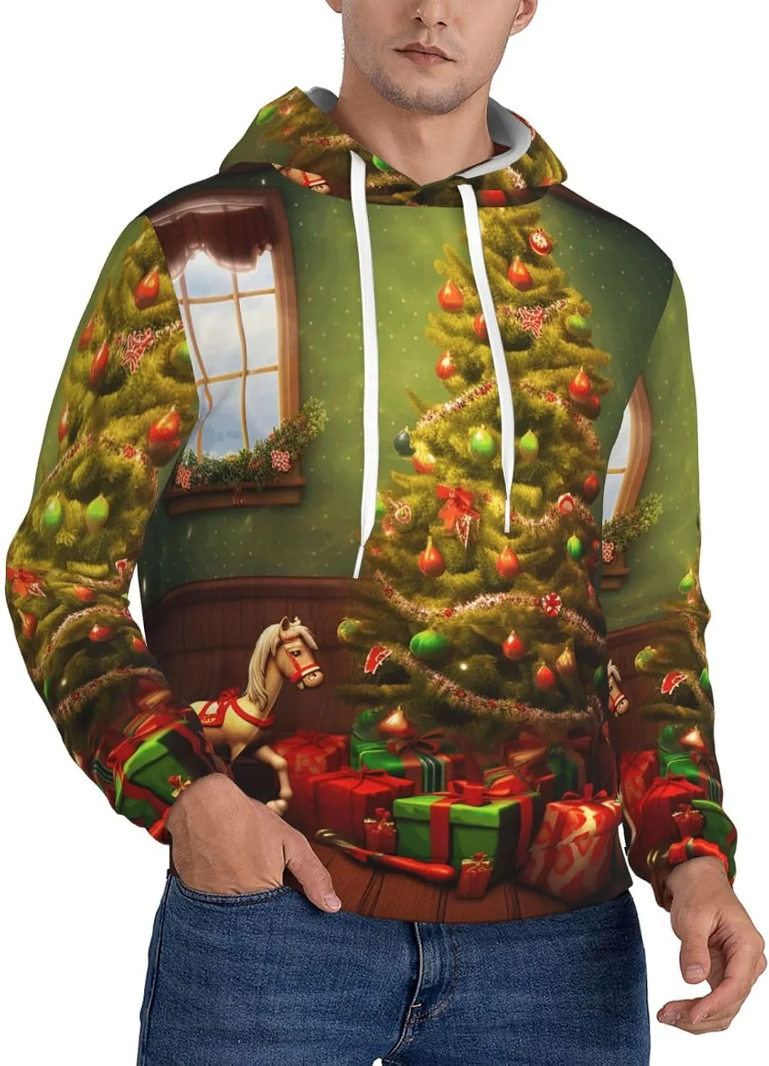 

Мужская флисовая толстовка с капюшоном и карманом FHEBNDS