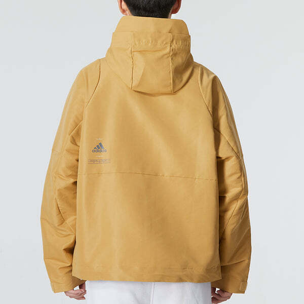 Куртка Men's adidas Th Protek Wvjkt Colorblock Athleisure Casual Sports Hooded Jacket Brown Yellow, желтый — фото 4