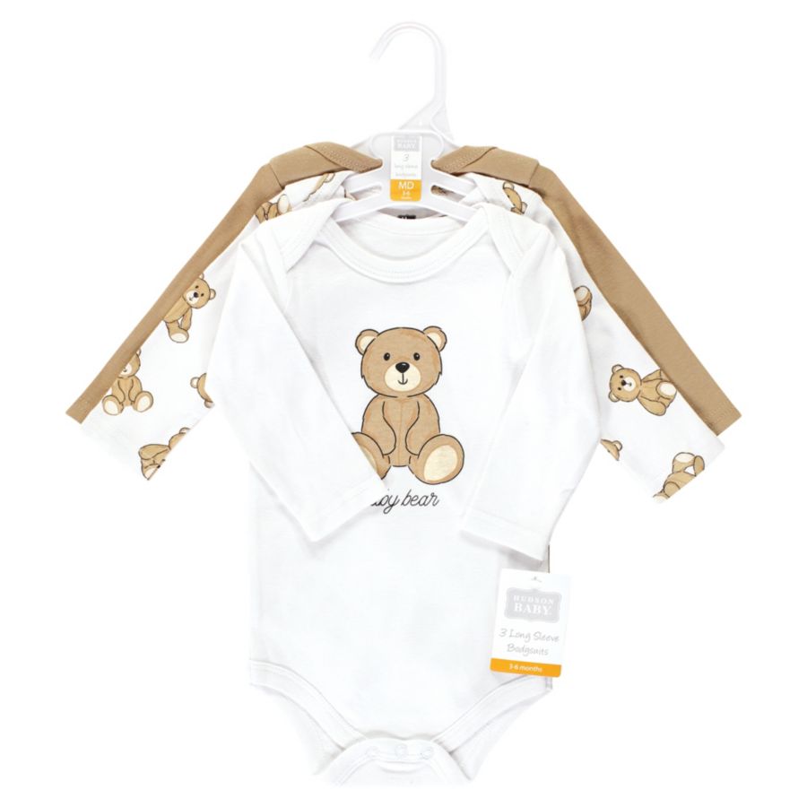 Хлопковый комбинезон с длинными рукавами на каждый день Hudson Baby, Teddy bears 3-pack — фото 2