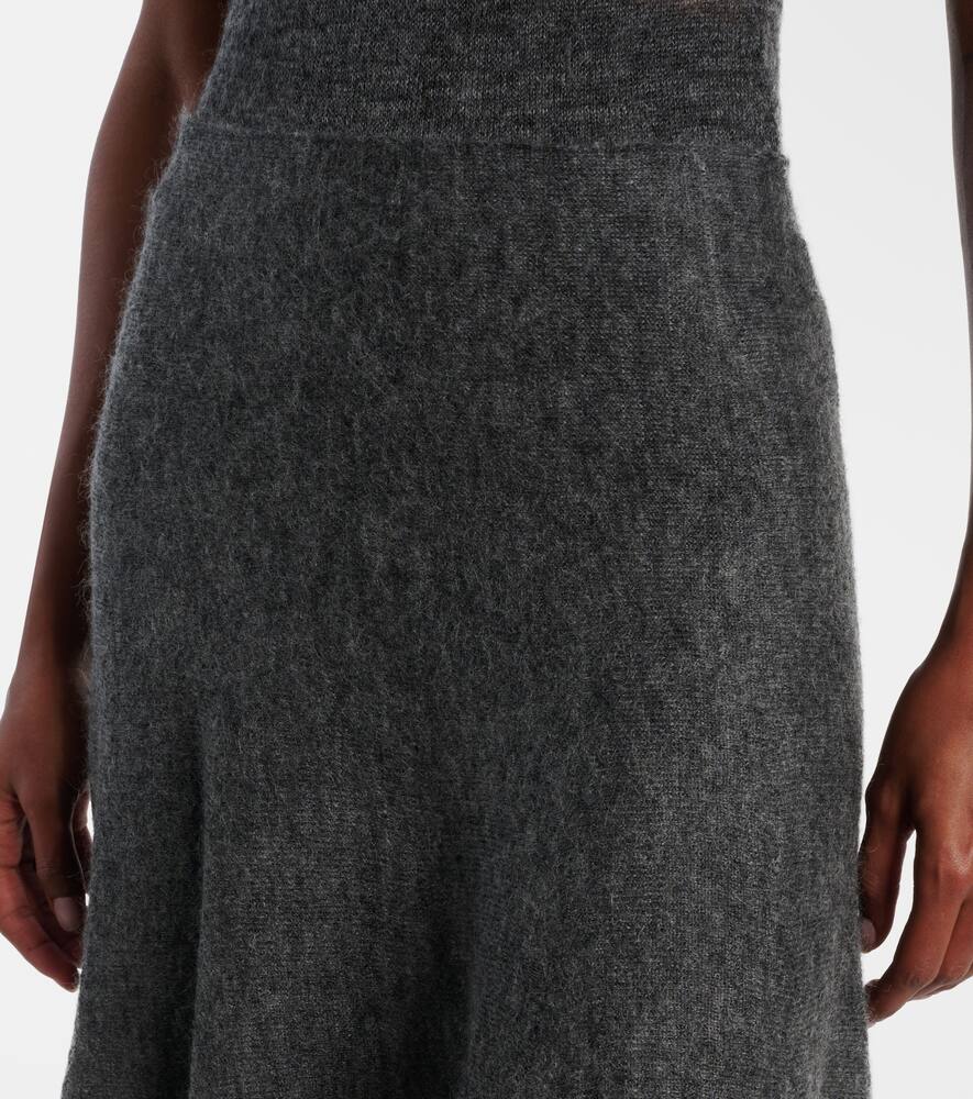Миди-юбка из смесовой мохеры и шерсти Alaïa, Gris Chine — фото 4