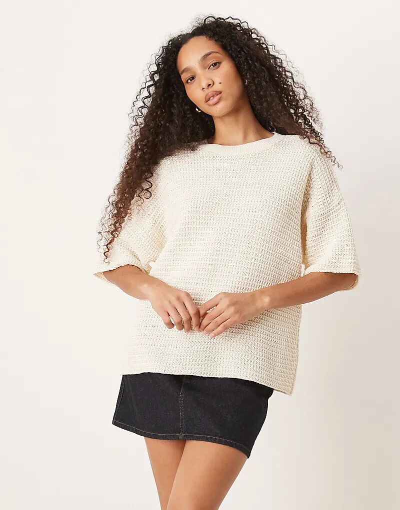 

Свободная трикотажная футболка ASOS DESIGN цвета экрю