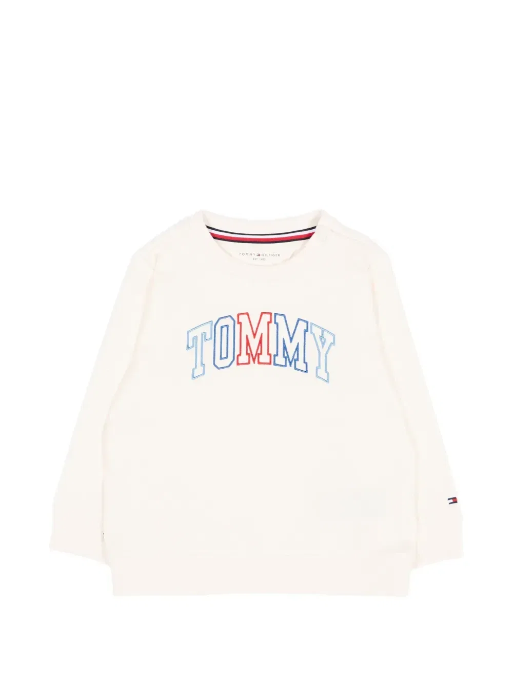 Свитер с вышивкой логотипа и пуговицами на плечах Tommy Hilfiger Junior, бежевый