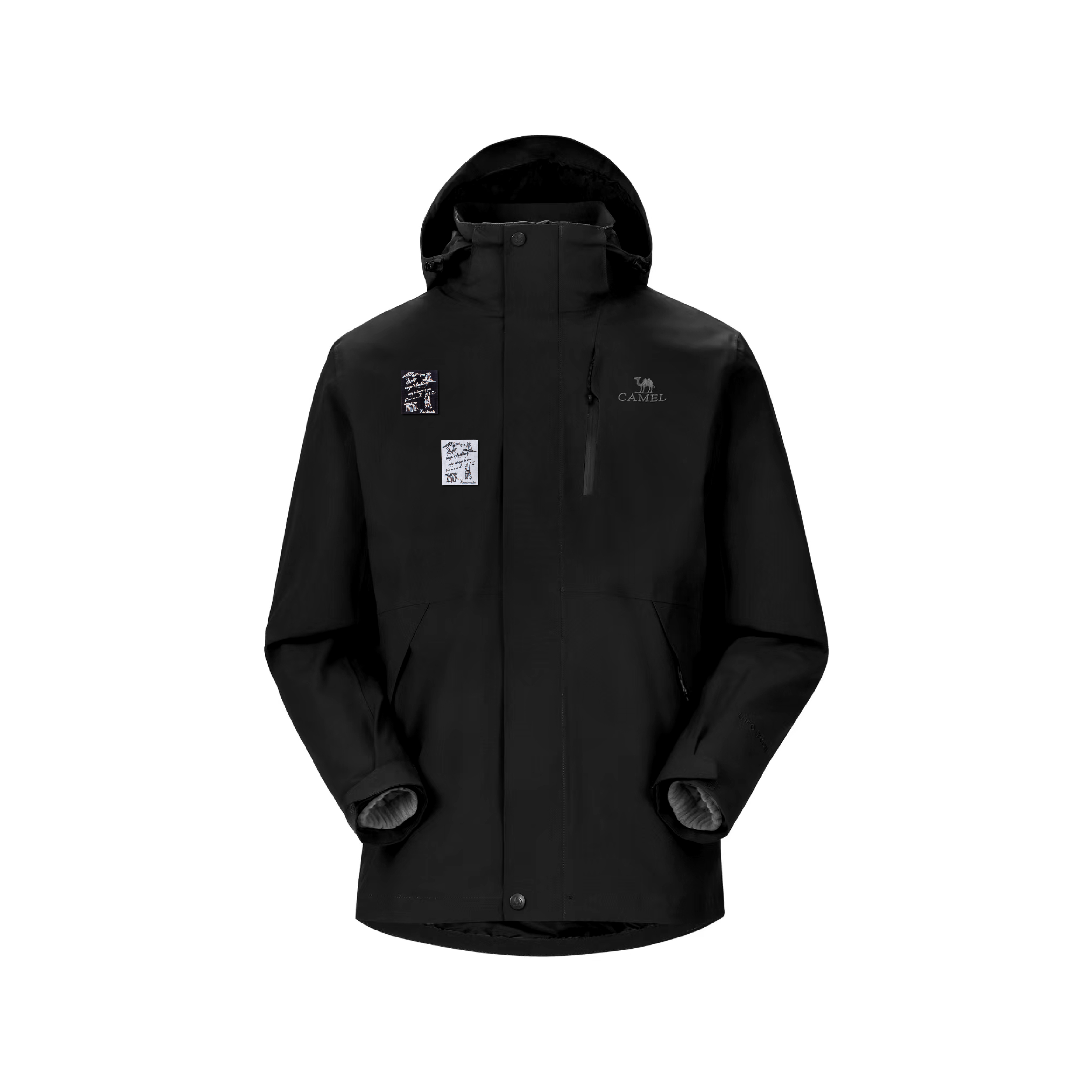 

Водонепроницаемая и ветрозащитная куртка для всепогодного использования в горах, городе, путешествиях и поездках на работу CAMEL, phantom черный