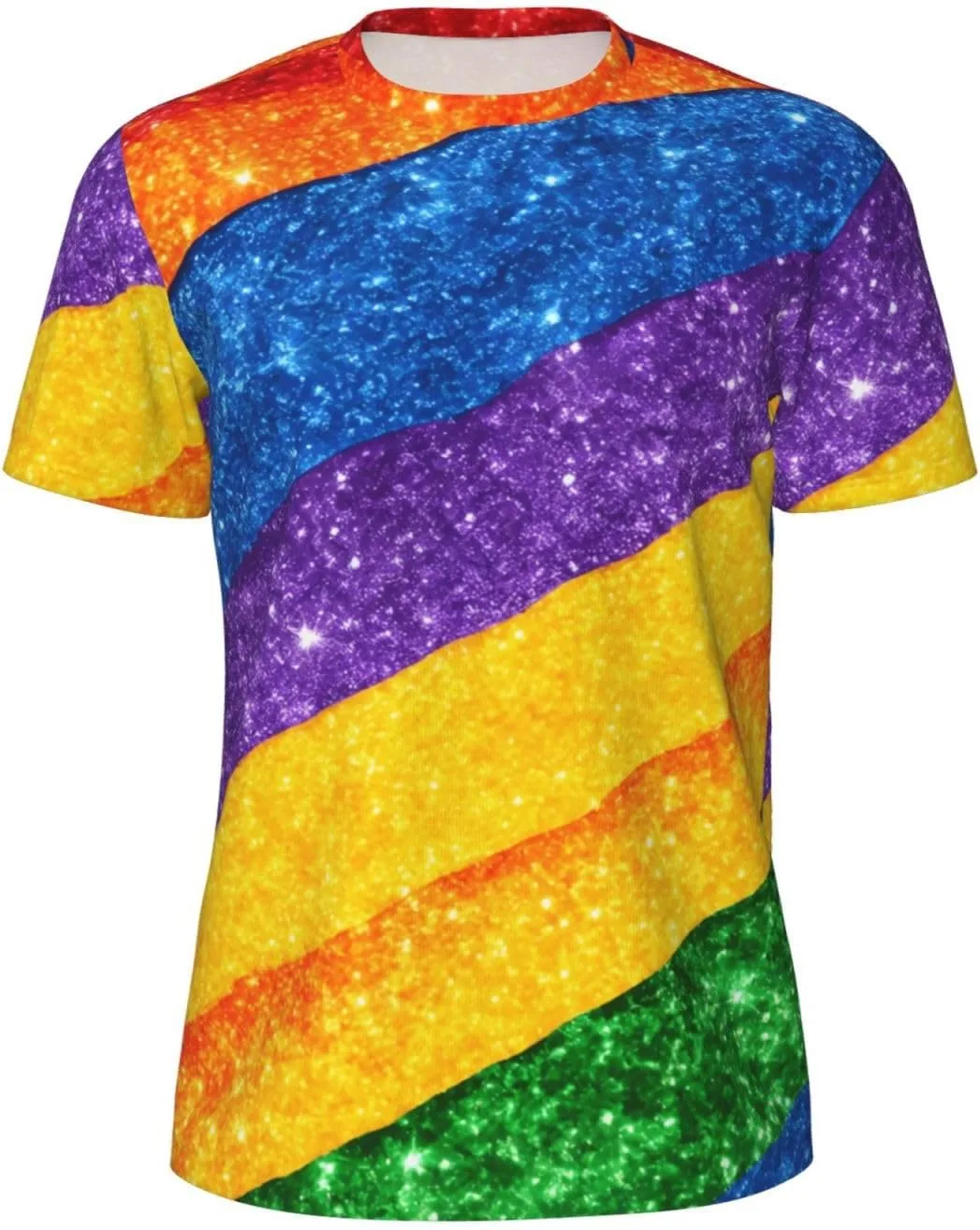 

Футболка мужская с принтом Rainbow Stripes, дышащая, легкая, для лета MyPiky