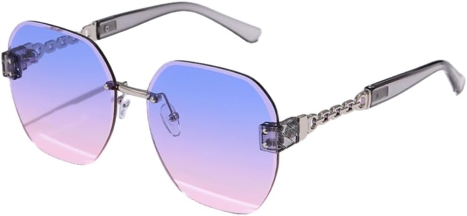 

Крупные квадратные солнцезащитные очки без оправы для женщин, модные винтажные солнцезащитные очки с градиентным покрытием и защитой от УФ-излучения UV400 MTZJH, Blue Pink