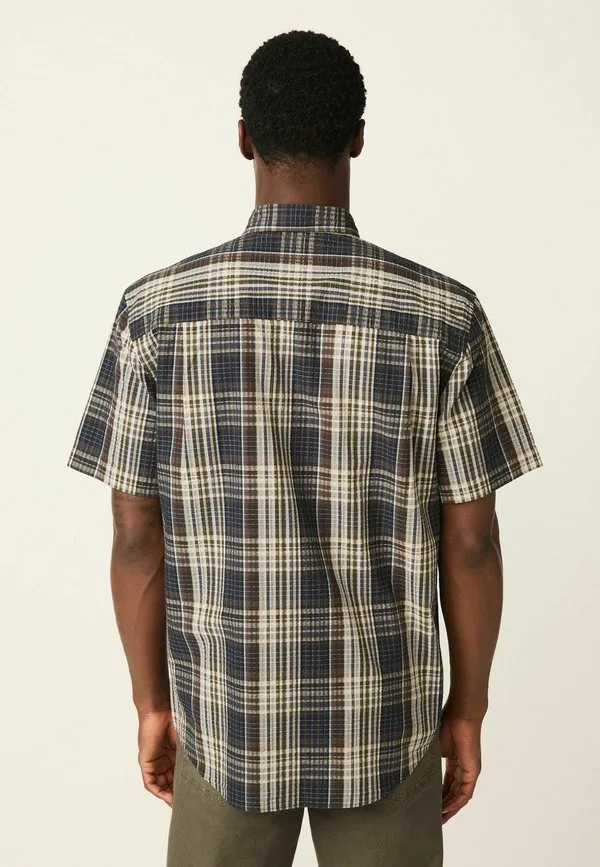 Рубашка в клетку с коротким рукавом из жатой ткани стандартного кроя Next, Navy Blue — фото 2