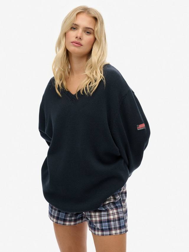 

Свободный джемпер с V-образным вырезом Superdry, Deep Navy