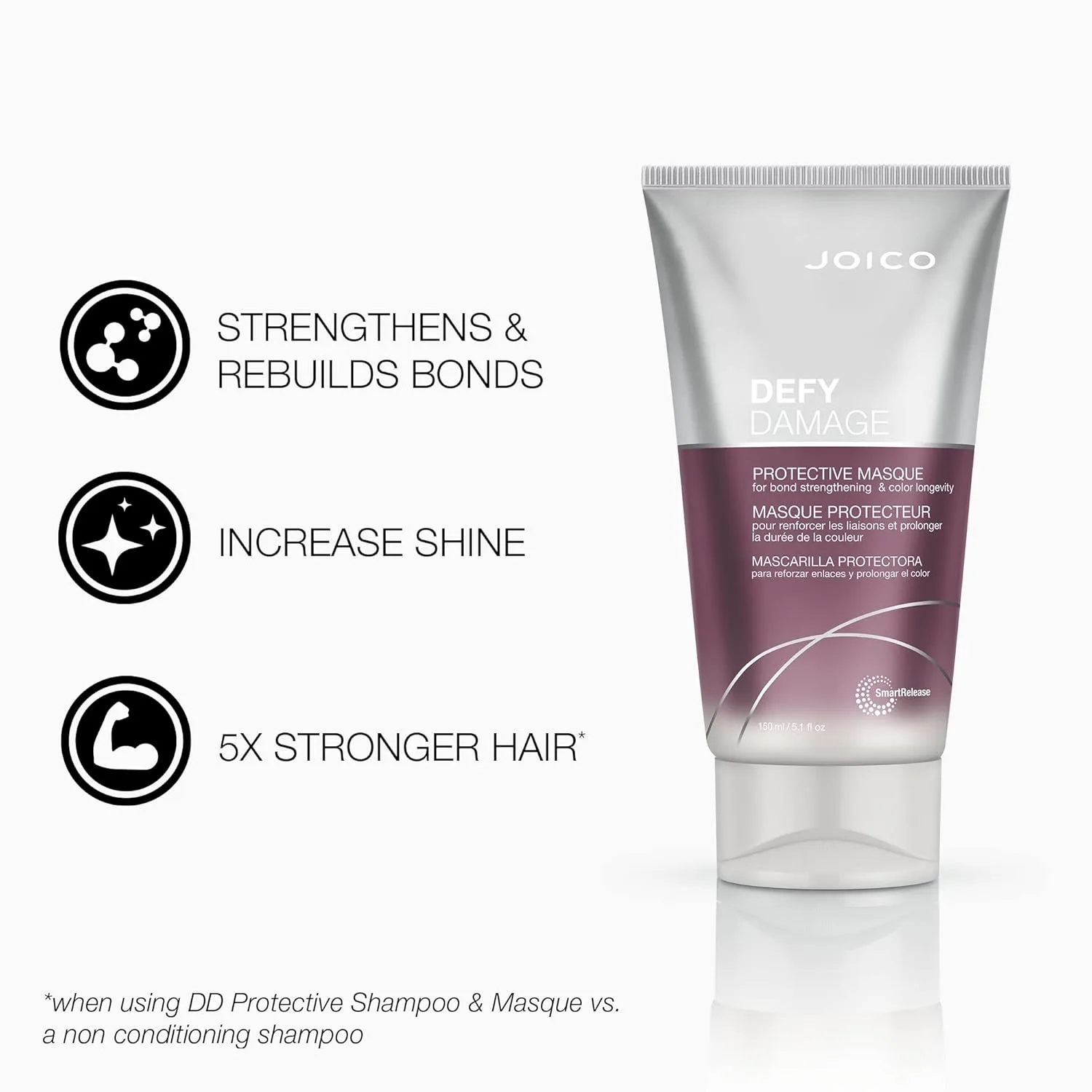 Защитная маска для поврежденных волос Joico Defy | Для окрашенных волос | Укрепляет структуру волос и сохраняет цвет | С маслом семян моринги и аргинином 151 мл (1 шт.) — фото 3