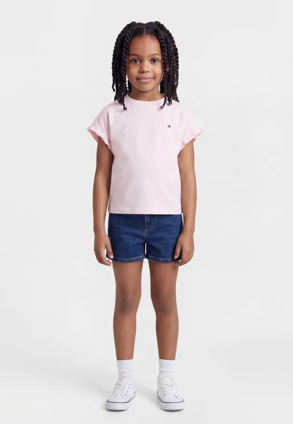 Футболка свободного кроя с рукавами-воланами, базовая футболка Tommy Hilfiger, Pearly Pink