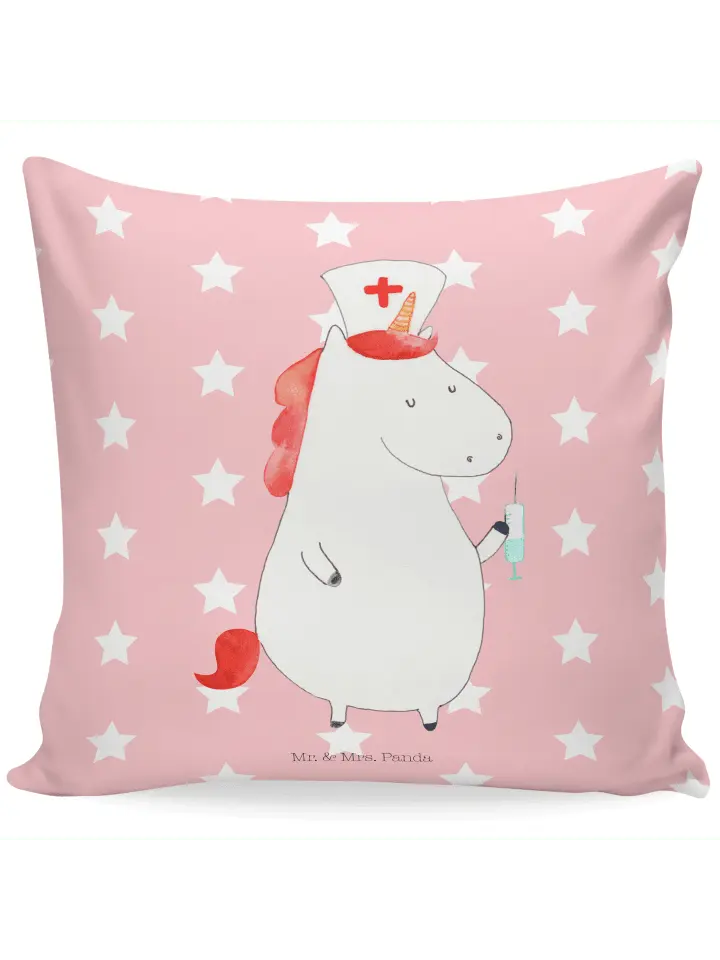 

Подушка Mr & Mrs Panda 40x40 Einhorn Krankenschwester, цвет rot pastell