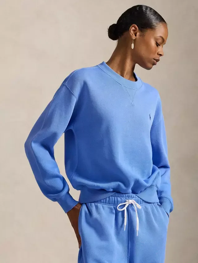 Флисовая толстовка-поло с круглым вырезом, цвет ирисово-синий Ralph Lauren