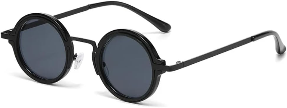 

Ретро круглые панк-солнцезащитные очки для женщин, модные градиентные леопардовые очки, очки цвета чайного дерева, защита от УФ-излучения UV400 для мужчин TVTBBVV, Black Black