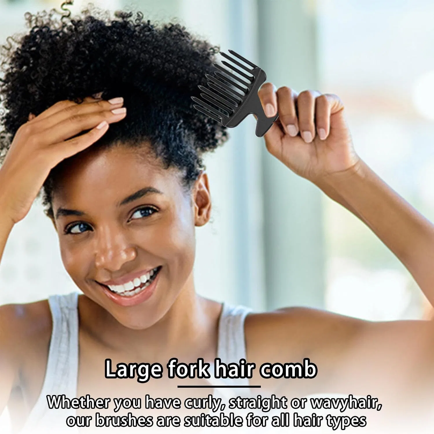 Расческа для кудрявых волос Finger Styler Afro Comb, черная Daaiziii — фото 4