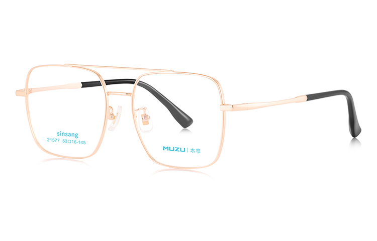 

MUZU Мужские очки для зрения, Gold-on-C01+0 degree flat lenses