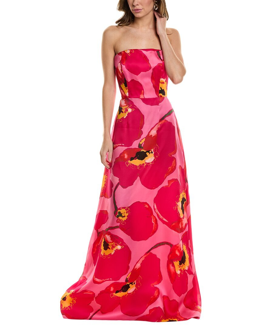 

Шелковое платье без бретелек Carolina Herrera, розовый