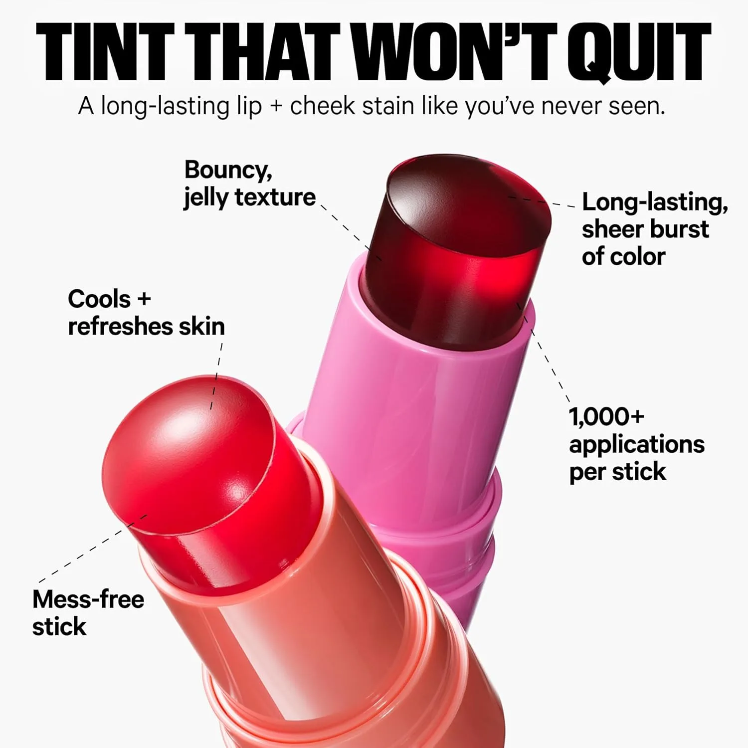 Milk Makeup Cooling Water Jelly Tint + Balmade Hydrating Lip Balm Set - Sheer Red Lip + Cheek Stain и Sheer Gloss с высоким блеском - Full Size Chill (Red) 5 г + Werk Out (Dusty Rose) 11,3 г, Multicolor — фото 2