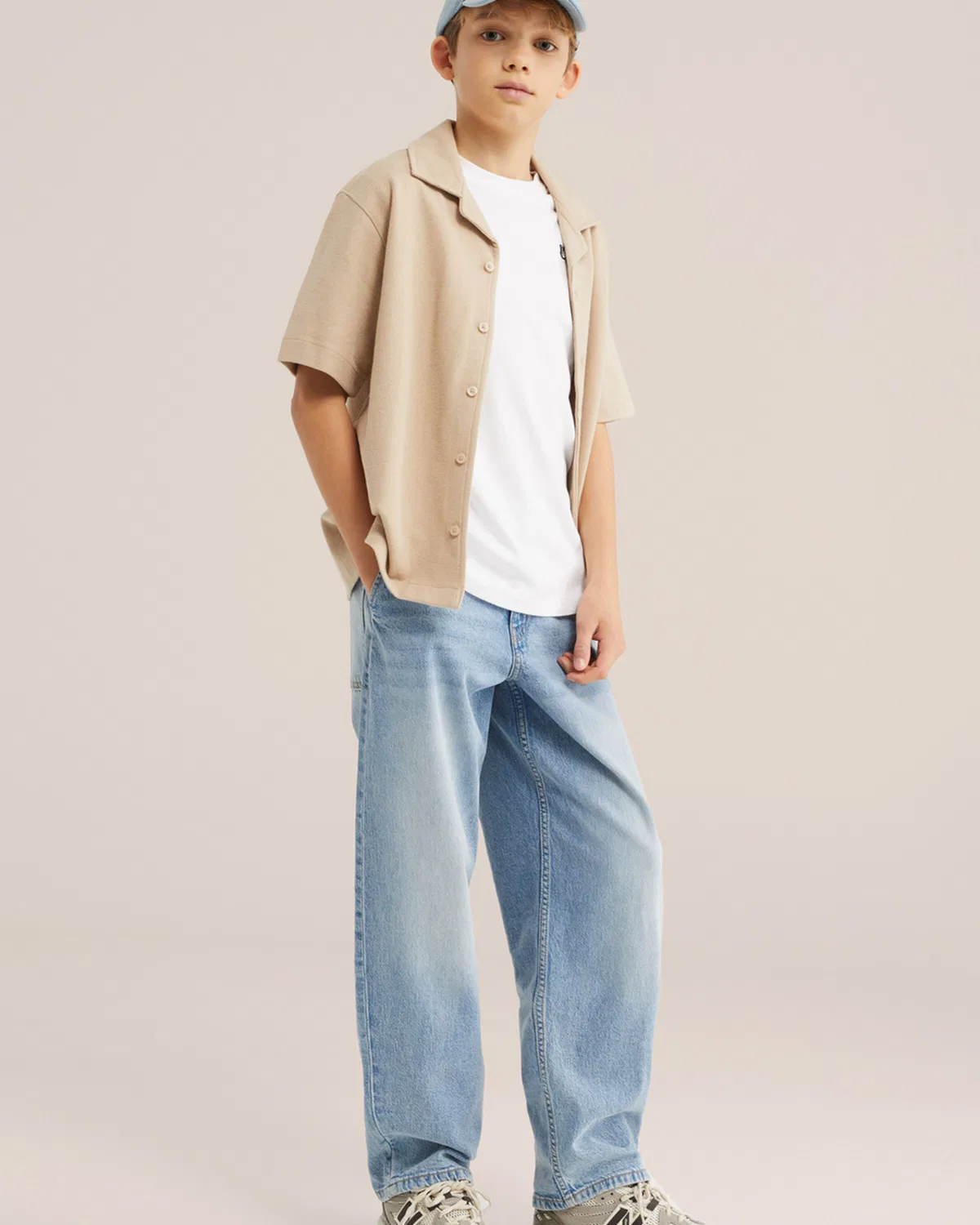 Рубашка на пуговицах стандартного кроя We Fashion, Beige — фото 4