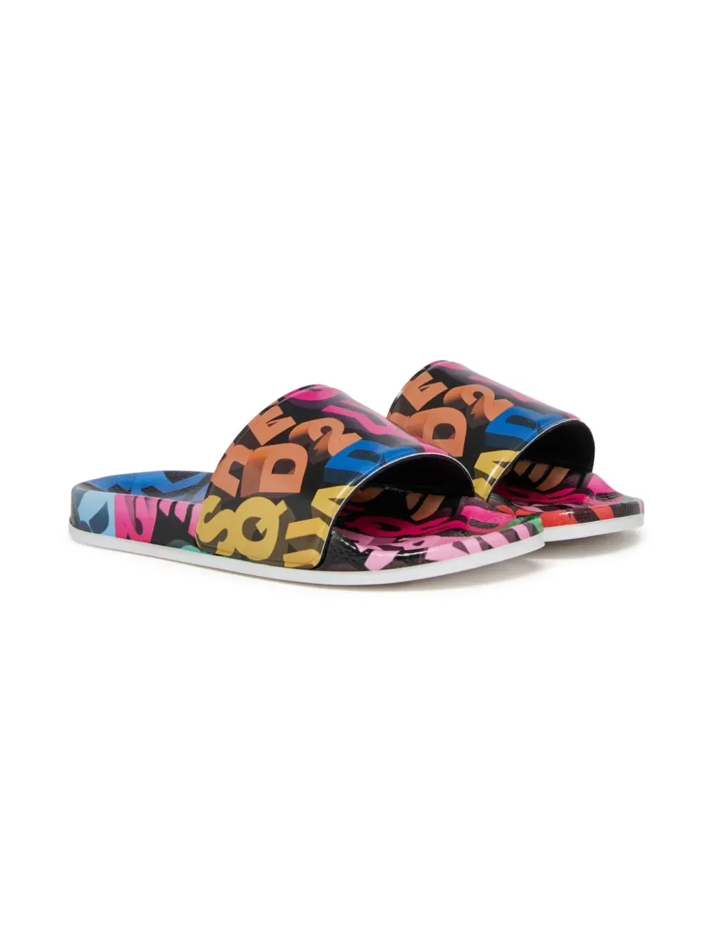 Сандалии-слайды с надписями Dsquared2 Kids, черный